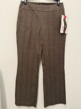 Women with Control Brown Herringbone Dress Pants